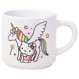 Hello Kitty by Sanrio Pastel Unicorn Fantasy Stars Stackable Ceramic Mugs w/Holder Set