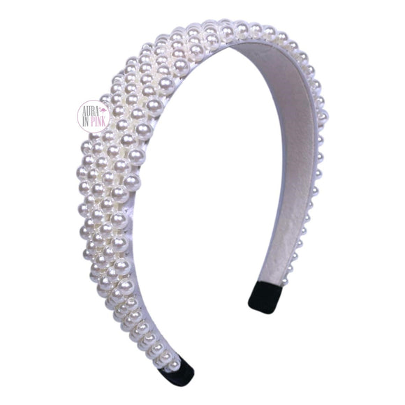 Sincerely Jules White Faux Pearl Thick Headband