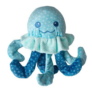 SnugArooz Jelly The Fish Sparkly Aqua Jellyfish Crinkle Plush Squeaky Dog Toy