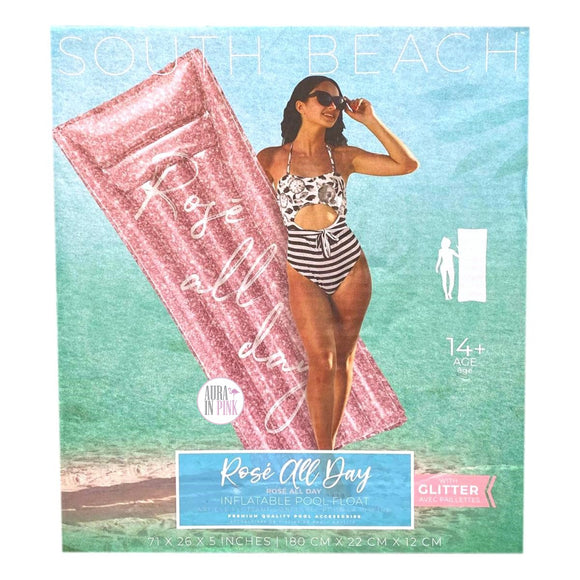 South Beach Rose All Day Inflatable Pool Float Lounger - Over 5.5 Feet Tall