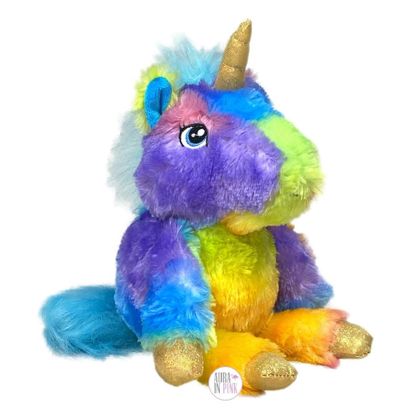 Sparkle And Shine Rainbow Unicorn Jumbo Squeakee Ball Body Squeaky Plush Dog Toy