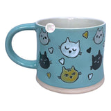 Spectrum Designz – Keramiktasse „Birn #Cat Mama“ mit geprägten Katzengesichtern, Aquablau