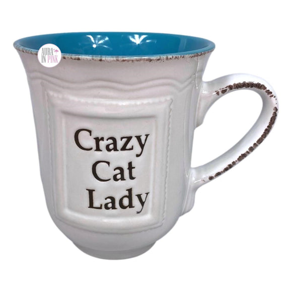 Spectrum Designz Crazy Cat Lady Glossy White & Aqua Blue Ceramic Coffee Mug