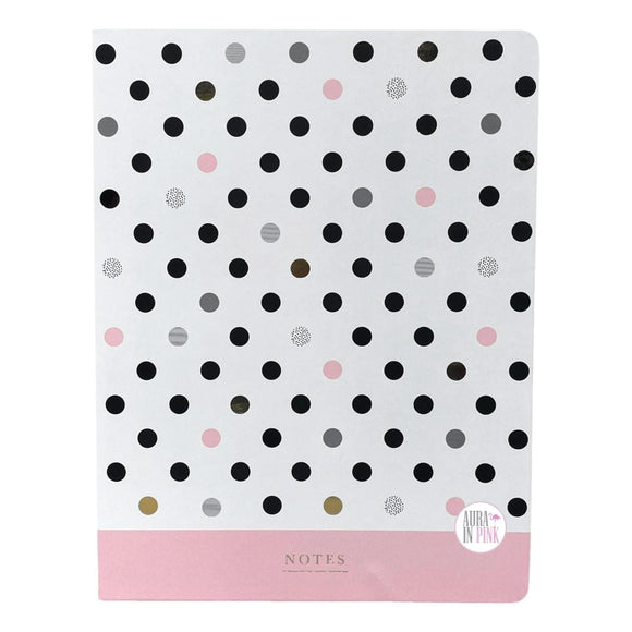 Stationary Source Polka Dotted XL Candy Notes Pink Black Gold Dots Hard Cover Notebook