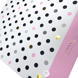 Stationary Source Polka Dotted XL Candy Notes Pink Black Gold Dots Hard Cover Notebook