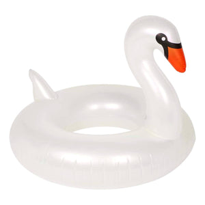 Sunnylife White Pearl Swan Luxe Ring Inflatable Pool Float