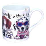 The Lascelles Collection England Kaffeetasse aus feinem Knochenporzellan von Roy Kirkham, Tiermode, Walk The Dog