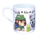 The Lascelles Collection England Kaffeetasse aus feinem Knochenporzellan von Roy Kirkham, Tiermode, Walk The Dog