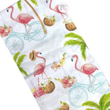 The Prairie By Rachel Ashwell Embroidered & Printed Let's Flamingle Pink Flamingos & Palm Trees Set Of 2 Kitchen Tea Towel Set