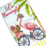 The Prairie By Rachel Ashwell Embroidered & Printed Let's Flamingle Pink Flamingos & Palm Trees Set Of 2 Kitchen Tea Towel Set