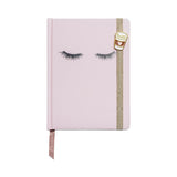 Think Ink But First Coffee Luscious Eyelashes Pink Slide Hardcover Ruled Journal