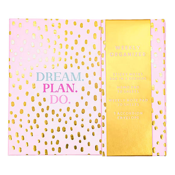 Votum Dream Plan Do Pink & Gold Wöchentlicher Notizblock Organizer Memoblock & Haftnotizen Folio