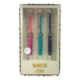 Votum 3-teiliges Kugelschreiber-Set, stark, hübsch, intelligent, inspirierend, Kristall-Bling, beschreibbar
