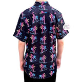 WESC Black Oden Vaporwave Rainbow Neon Paradise Lost Palm Trees Unisex Button-Down Short-Sleeve Shirt