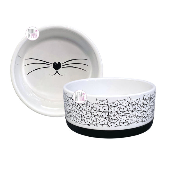 Winifred & Lily Cat Clowder & Whiskers Non-Slip Base Ceramic Cat Dishes