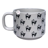 Winifred & Lily Debossed Black Cat Silhouettes Ivory Ceramic Stackable Coffee Mug