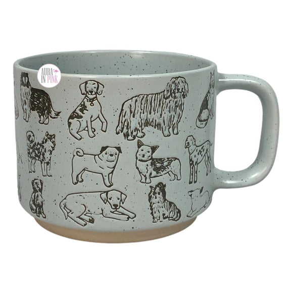 Winifred & Lily Debossed Multi-Dog Breed Blue Speckled Stackable Ceramic Mug