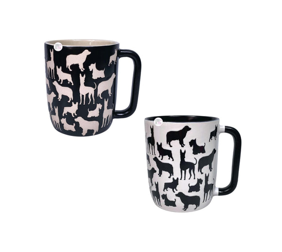 Winifred & Lily Keramik-Kaffeetassen mit geprägten Silhouetten verschiedener Hunderassen