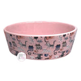 Winifred & Lily 3D Paw Print Variety Cats Pink Ceramic Cat Dish