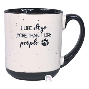 10 Strawberry Street I Like Dogs More Than I Like People Speckled Coffee Mug - Aura In Pink Inc.