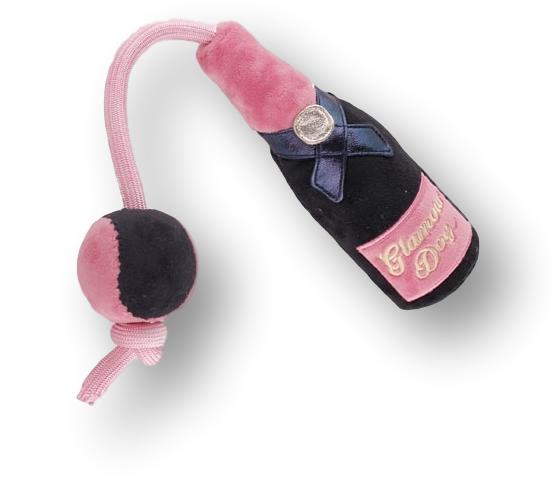 AFP Glamour Dog Champagne Plush w Braided Rope Ball Squeaky Dog