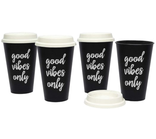 Aladdin Good Vibes Only Reusable To-Go Cups Set of 4