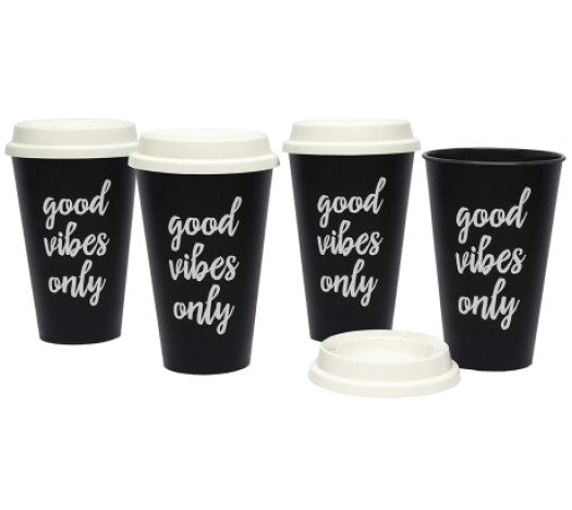 Aladdin Good Vibes Only Reusable To-Go Cups Set of 4 - Aura In Pink Inc.