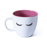 All I Need Is Coffee And Mascara Eyelashes White & Pink Large Coffee Mug - Aura In Pink Inc.
