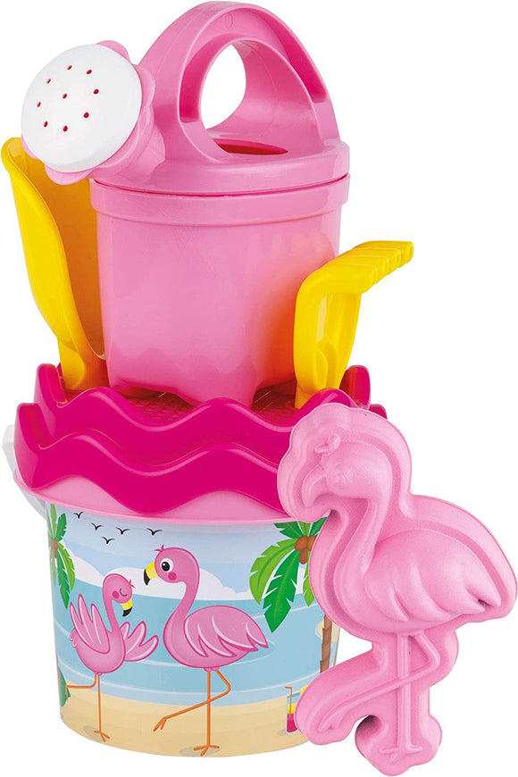 Androni Giocattoli 6-Piece Pink Flamingo Sand Toys Beach Pail Bucket Set - Aura In Pink Inc.