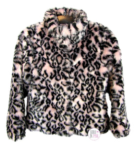 Aqua Girl Pink Leopard Print Faux Fur Plush Coat - Aura In Pink Inc.