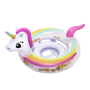 Aqua Leisure Original SwimSchool Unicorn Glitter BabyBoat Inflatable Baby Pool Float - Aura In Pink Inc.