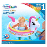 Aqua Leisure Original SwimSchool Unicorn Glitter BabyBoat Inflatable Baby Pool Float - Aura In Pink Inc.