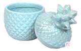 Pearlescent Aqua Turquoise Ceramic Canister Jar Pineapple Décor - Aura In Pink Inc.