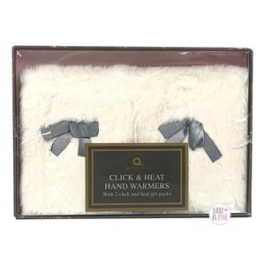 Aroma Home Luxurious Faux-Fur Click & Heat Hand Warmers - White & Grey