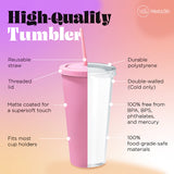 West & Fifth Bubble Gum Pink Double Wall Matte Rubber Coated Tumbler w/Straw