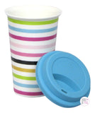 BIA Cordon Bleu Good To Go Multi-Striped Double-Walled Bone China Travel Mug w/Lid - Aura In Pink Inc.