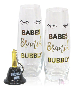 Babes-Brunch-Bubbly Stemless Champagne/Mimosa Glasses Boxed Set - Aura In Pink Inc.