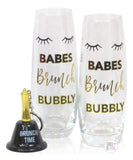 Babes-Brunch-Bubbly Stemless Champagne/Mimosa Glasses Boxed Set - Aura In Pink Inc.