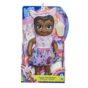 Baby Alive Tinycorns Unicorn Doll - Black Hair - Aura In Pink Inc.