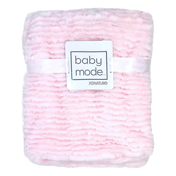Baby Mode Signature Light Pink Ruffled Faux Fur Cozy Baby Blanket Throw 30