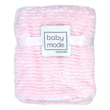 Baby Mode Signature Light Pink Ruffled Faux Fur Cozy Baby Blanket Throw 30" X 40"