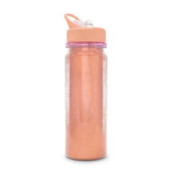 Bando Glitter Bomb Rose Gold Loose Glitter Water Bottle w/Flip Top & Carry Handle - Aura In Pink Inc.