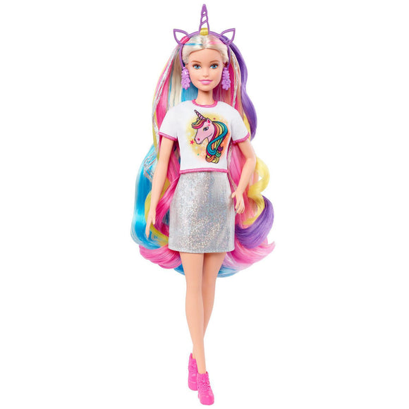 Barbie Fantasy Hair Unicorn To Mermaid Doll - Blonde - Aura In Pink Inc.