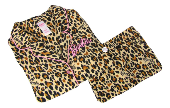 Barbie Leopard Print Top & Shorts Ladies Pajama Set - Aura In Pink Inc.