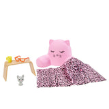 Barbie Pink Kitty Back Rest Pillow Lounger, Pet Cat, Lap Tray, Pink Leopard Print Blanket & Accessories Set