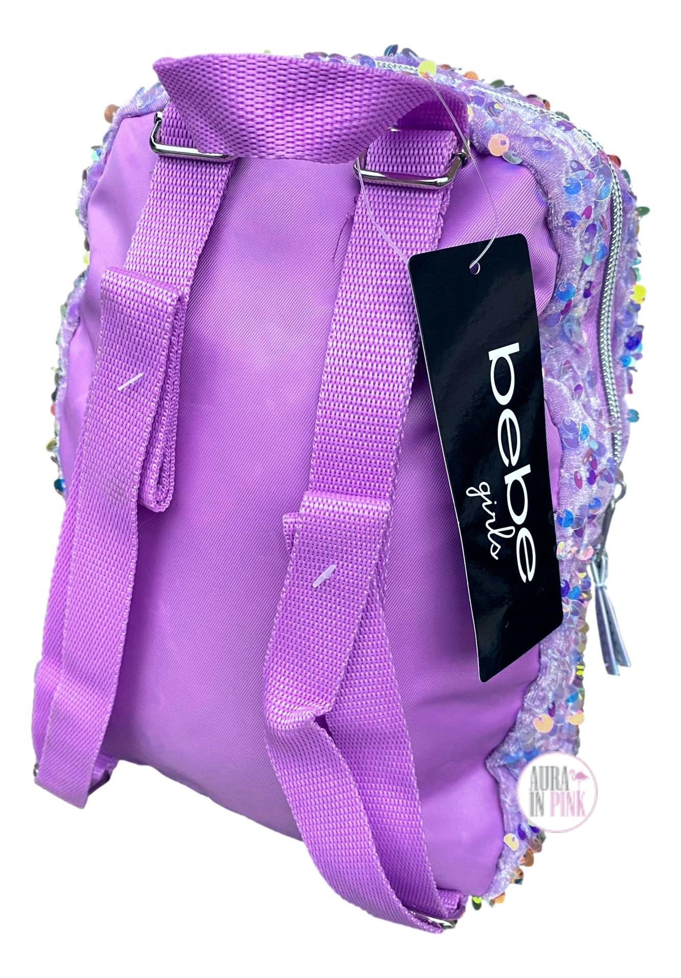 bebe mini backpack pink Bebe Girls by Love2Design Purple Velour Iridescent Sequins Mini Backpack Bag