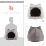 Best Friends By Sheri Meow Hut Fur Grey Plush Cave Cat Bed