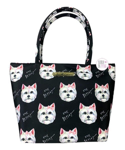 Betsey Johnson Maltese Dog Insulated Satchel XL Lunch Tote Bag