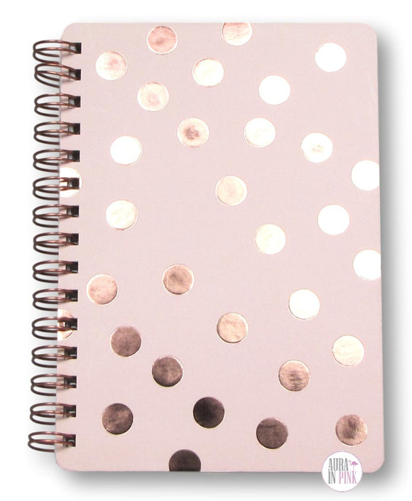 Blush Pink Rose Gold Dots Spiral-Bound Notebook - Aura In Pink Inc.
