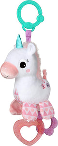 Bright Starts Sparkle & Shine Unicorn On-The-Go Rattle Teether Plush Dangle Clip Baby Toy - Aura In Pink Inc.